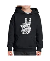 La Pop Art Girls Word Hooded Sweatshirt - Peace Out