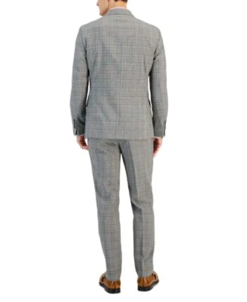 Tallia Mens Slim Fit Plaid Wool Suit Separates