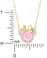 Disney Cubic Zirconia & Pink Enamel Minnie Mouse 18" Pendant Necklace in 18k Gold-Plated Sterling Silver