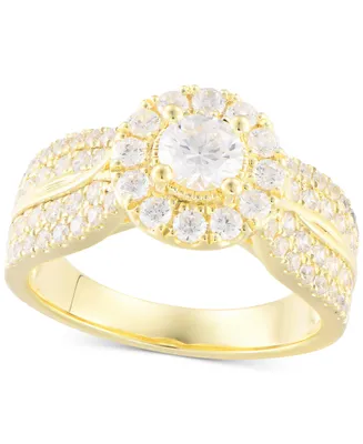 Diamond Halo Multirow Engagement Ring (1-1/3 ct. t.w.) in 14k Gold