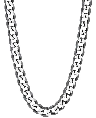 Italian Silver Men's Curb Link 22" Chain Necklace (6-1/4mm) in Sterling Silver & Black Ruthenium-Plate