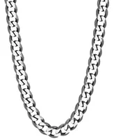 Italian Silver Men's Curb Link 22" Chain Necklace (6-1/4mm) in Sterling Silver & Black Ruthenium-Plate