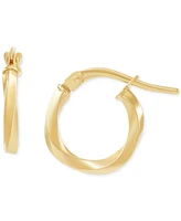 Italian Gold 2-Pc. Set Polished & Twist Style Small Hoop Earrings in 10k Gold