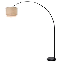 Fc Design Modern 81" Tall Standing Adjustable Arched Floor Lamp with Double Drum Shade and Marble Base