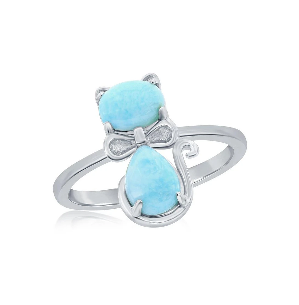 Sterling Silver Larimar Cat Ring