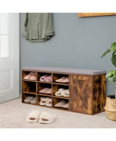 Costway Shoe Bench with Padded Cushion 9-cube Adjustable Storage Rack