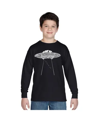 La Pop Art Boys Word Long Sleeve T-shirt - Flying Saucer Ufo