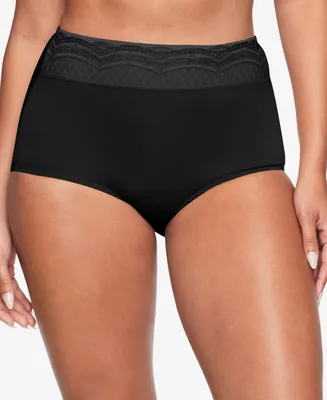 Warners No Pinching No Problems Dig-Free Comfort Waist with Lace Microfiber Brief RS7401P