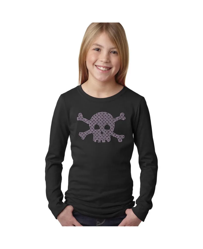 Big Girl's Word Art Long Sleeve T-Shirt - Xoxo Skull