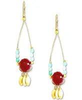Minu Jewels Gold-Tone Red Jade & Amazonite Beaded Chandelier Earrings