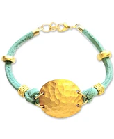 Minu Jewels Gold-Tone Hammered Disc Suede Cord Flex Bracelet