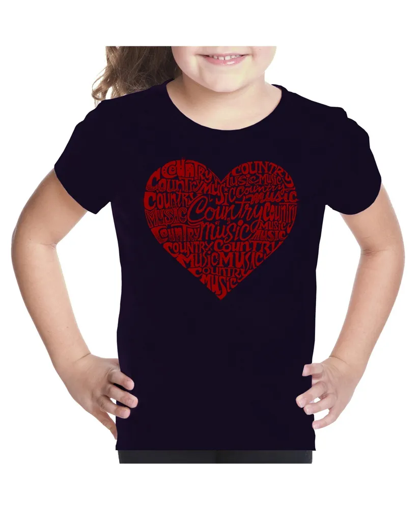 Big Girl's Word Art T-shirt - Country Music Heart