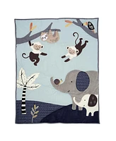 Lambs & Ivy Jungle Party 3-Piece Elephant/Monkey Baby Crib Bedding Set