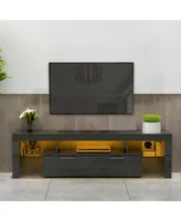 Simplie Fun Modern Tv Stand With Led Lights, High Glossy Front Tv Cabinet