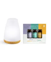 Pursonic Aromatherapy Usb Diffuser & Essential Oil Set- Top 3 Oils with 2 Mist Settings Changing Ambient Light Settings