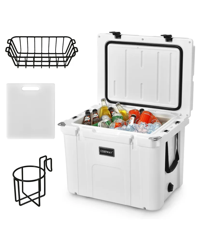 Costway 55 Quart Cooler Portable Ice Chest w/ Cutting Board Basket for  Camping