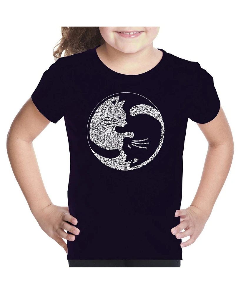 La Pop Art Girls Word T-shirt - Yin Yang Cat