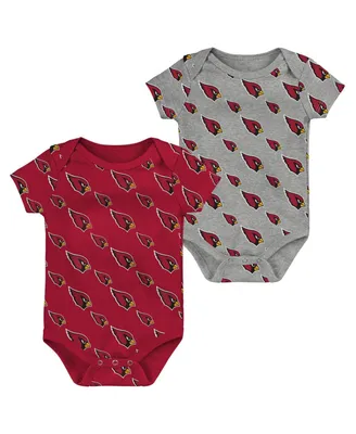Newborn and Infant Boys Girls Cardinal, Gray Arizona Cardinals Two-Pack Double Up Bodysuit Set