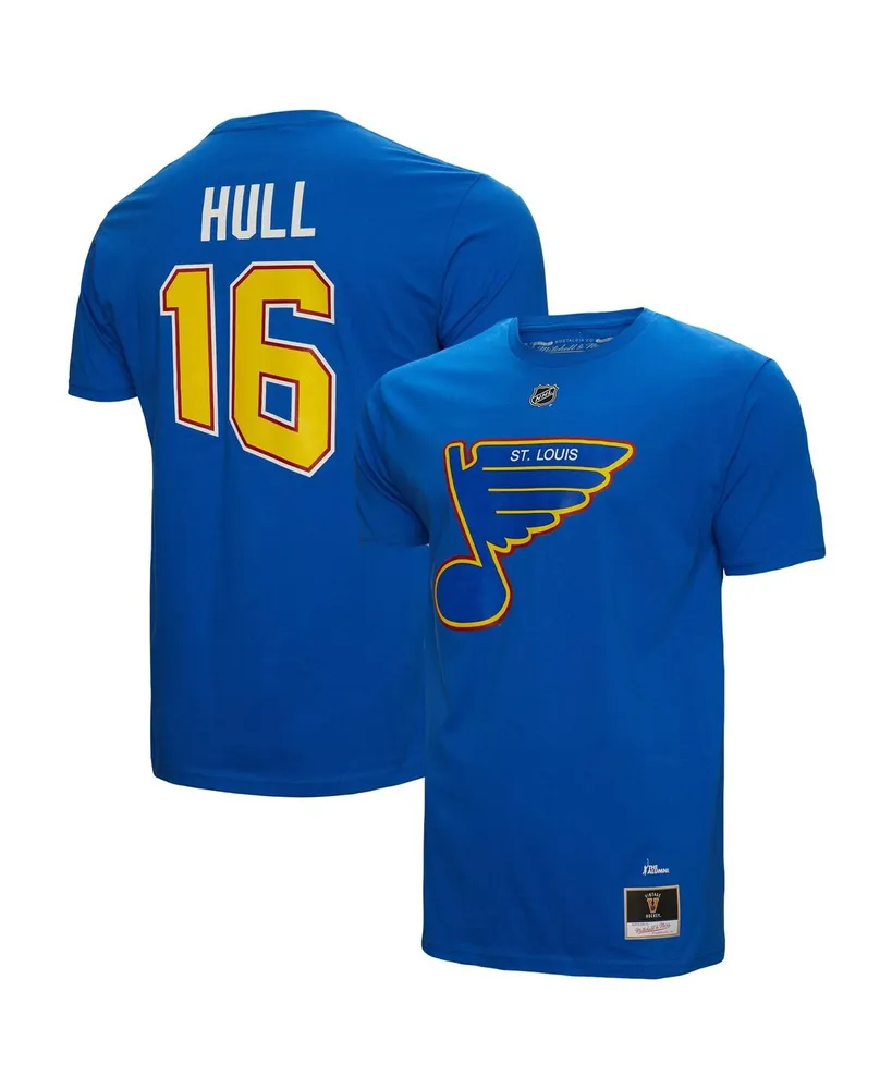 Men's Mitchell & Ness Brett Hull Blue St. Louis Blues Name and Number T-shirt