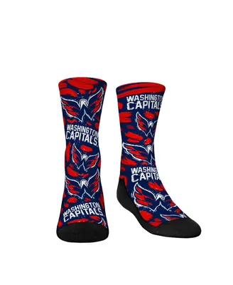 Youth Boys and Girls Rock 'Em Socks Washington Capitals Allover Logo and Paint Crew Socks