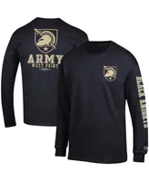 Men's Champion Black Army Knights Team Stack Long Sleeve T-shirt