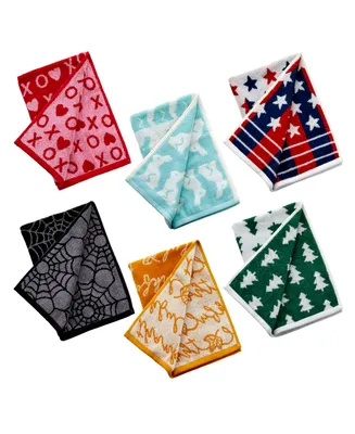 Skl Home Holidays Cotton Jacquard Hand Towel 6 Piece Set, 25" x 16"