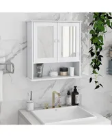 Bathroom Wall Cabinet With Double Mirror Doors And Shelves