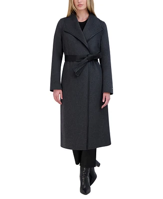 Tahari Womens Wool Blend Belted Wrap Coat