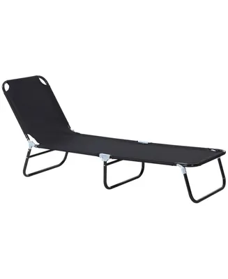 Outsunny Portable Outdoor Sun Lounger, Lightweight Folding Chaise Lounge Chair w/ 5-Position Adjustable Backrest for Beach, Poolside and Patio