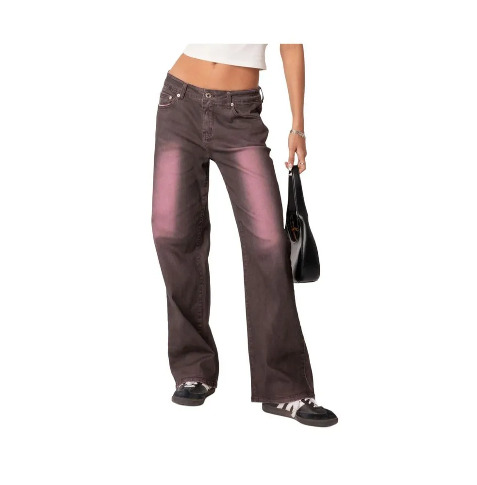 RSQ Womens Low Rise Cargo Tint Flare Pants - DARK TINT