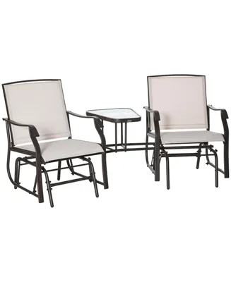 Outsunny Outdoor Glider Chairs with Coffee Table, Patio 2
