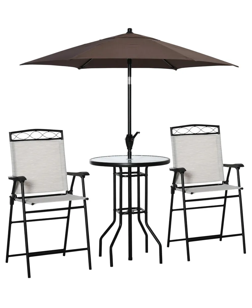 5 Piece Patio Set = 2 Chairs, Table, Umbrella, Stand - furniture