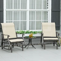 Outsunny 3pc Outdoor Gliding Chairs with Tea Table Set