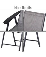Outsunny Folding Outdoor Patio Chairs Set of Stackable Portable for Deck, Garden