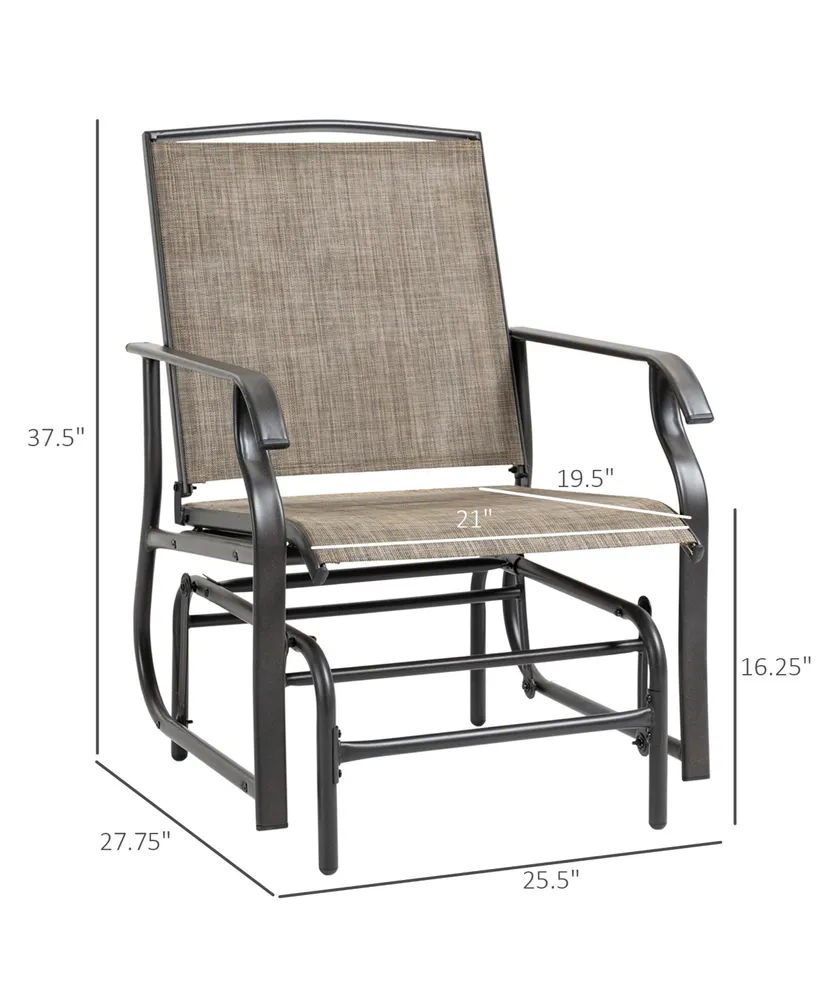 Outsunny 2 Piece Glider Set, Outdoor Swing Chairs, Patio Rocking Armchairs with Breathable Mesh Fabric, Steel Frame for Garden, Backyard, Patio, Dark,