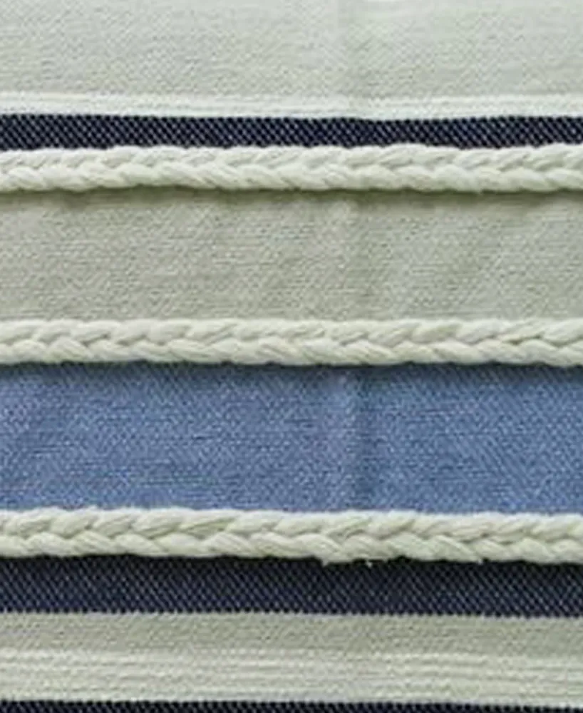 Vibhsa Linden Street Handwoven Braided Textured Stripe Decorative Pillow, 20" x 20"