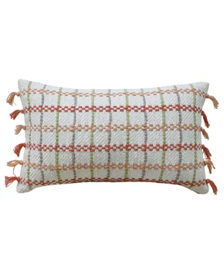 Vibhsa Linden Street Handwoven Knotted Edging Decorative Pillow, 14" x 24"