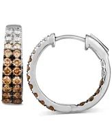 Le Vian Ombre Chocolate Diamond Ombre In & Out Small Hoop Earrings (2-1/4 ct. t.w.) in 14k White Gold, 0.75"