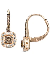 Le Vian Nude Diamond (1/4 ct. t.w.) & Chocolate (1/3 Halo Leverback Drop Earrings 14K Gold (Also Available Rose or Wh