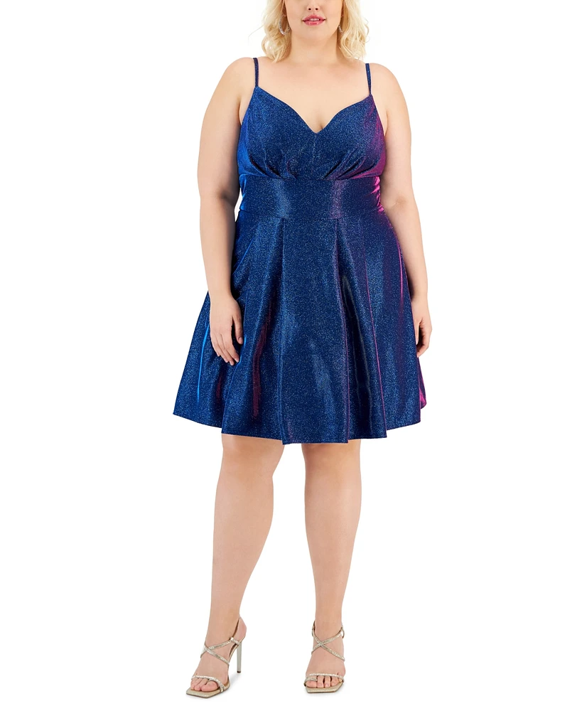 B Darlin Trendy Plus Size Glitter Fit & Flare Dress