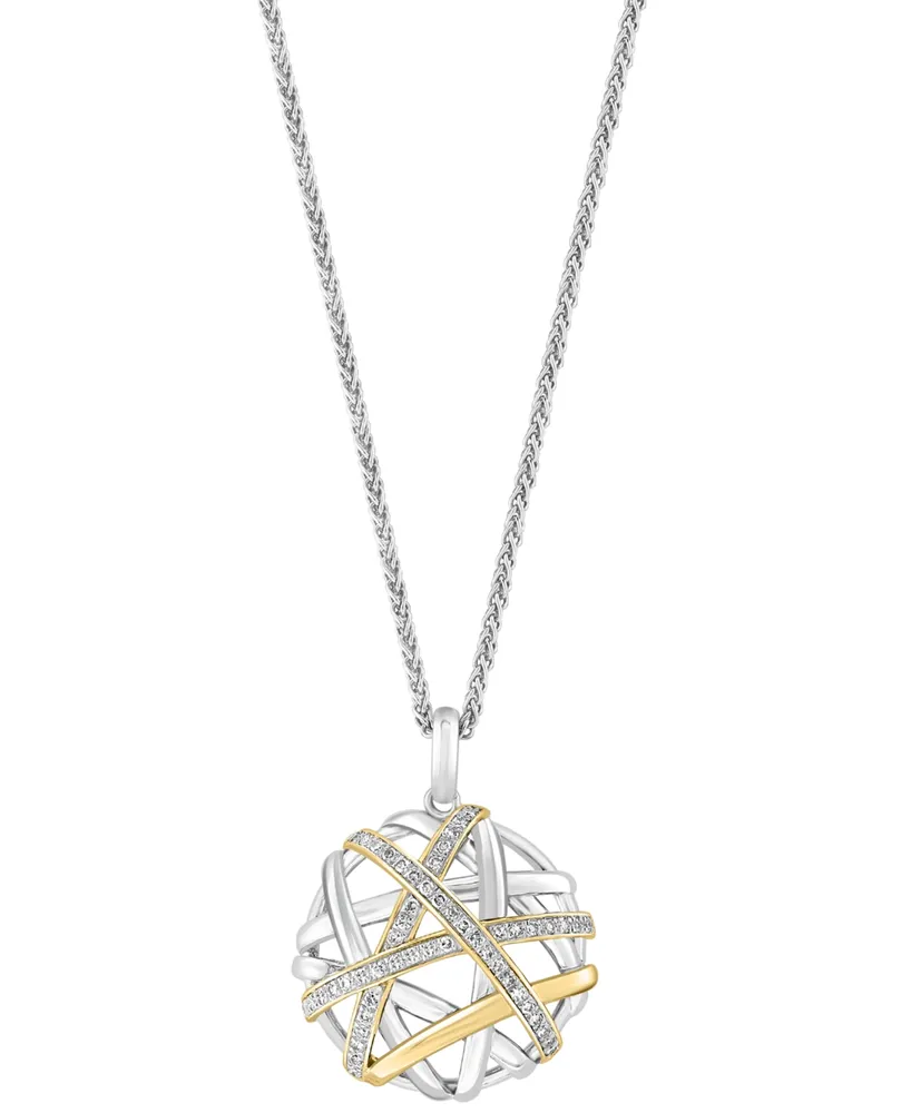 Effy Diamond Intertwining 18" Pendant Necklace (1/4 ct. t.w.) in Sterling Silver & 14k Gold-Plate