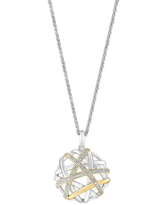 Effy Diamond Intertwining 18" Pendant Necklace (1/4 ct. t.w.) in Sterling Silver & 14k Gold-Plate