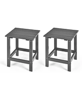 2 Pcs Patio 15'' End Side Coffee Table Square Wooden Slat Deck