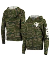 Women's New Era Camo Los Angeles Rams Raglan Full-Zip Hoodie