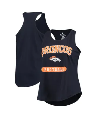 Women's Denver Broncos Navy Plus Team Racerback Tank Top