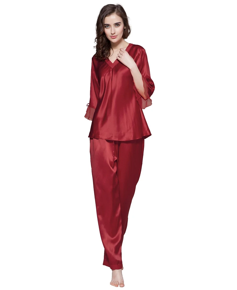 Lilysilk Women's 22 Momme Laced Silk Pajama Set