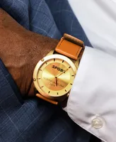 Spgbk Watches Men's Ferguson Three Hand Quartz Tan Leather Watch 44mm