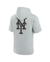 Men's and Women's Fanatics Signature Gray New York Mets Super Soft Fleece Short Sleeve Hoodie