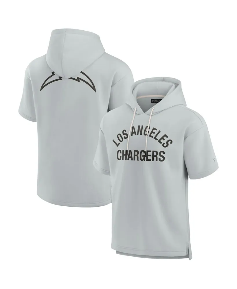 Men's and Women's Fanatics Signature Gray Los Angeles Chargers Super Soft Fleece Short Sleeve Hoodie