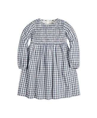 Hope & Henry Big Girls Long Sleeve Calvary Twill Smocked Front Dress